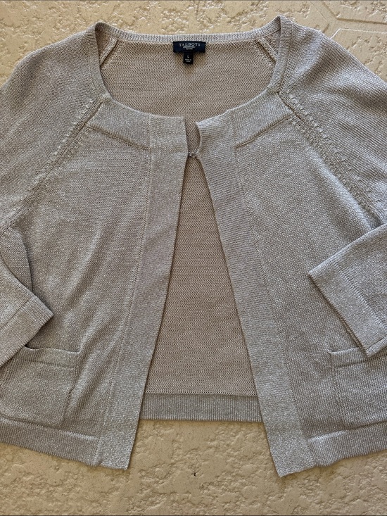 Talbots Sweaters - Talbots Beige Open-Front Knit Cardigan